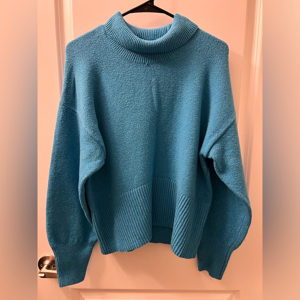 A New Day Blue Cowl Neck Sweater Relaxed Fit